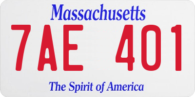 MA license plate 7AE401