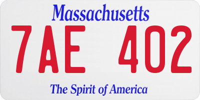 MA license plate 7AE402