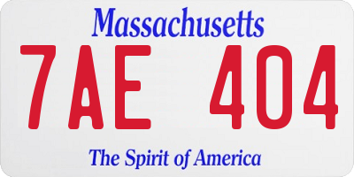 MA license plate 7AE404
