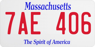 MA license plate 7AE406
