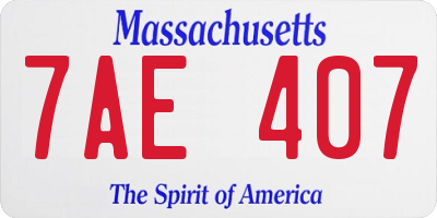 MA license plate 7AE407