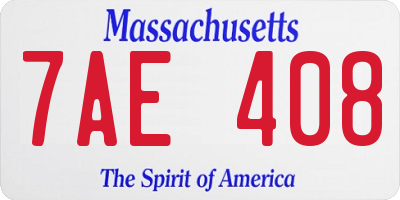 MA license plate 7AE408
