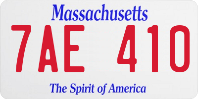 MA license plate 7AE410