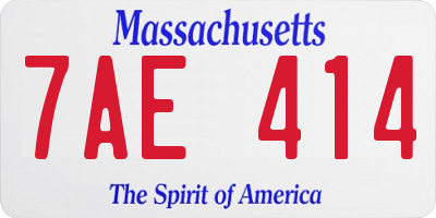 MA license plate 7AE414