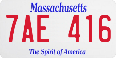 MA license plate 7AE416