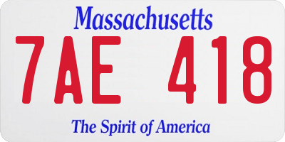 MA license plate 7AE418