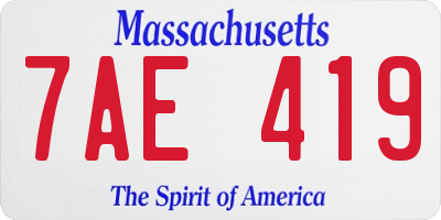 MA license plate 7AE419