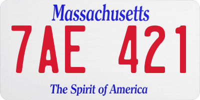 MA license plate 7AE421
