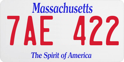 MA license plate 7AE422