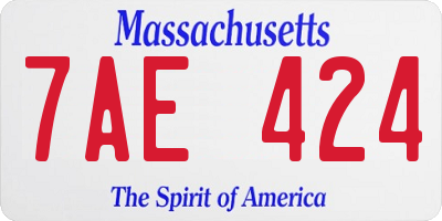 MA license plate 7AE424