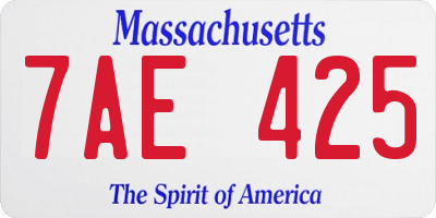 MA license plate 7AE425