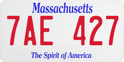 MA license plate 7AE427