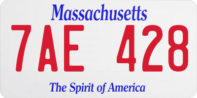 MA license plate 7AE428