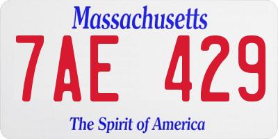 MA license plate 7AE429