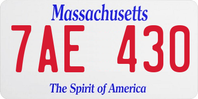 MA license plate 7AE430