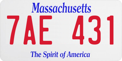 MA license plate 7AE431