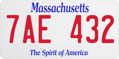 MA license plate 7AE432