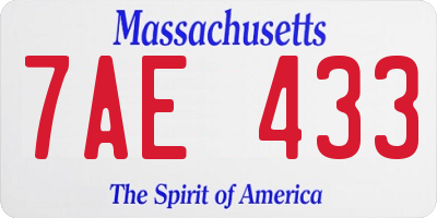 MA license plate 7AE433