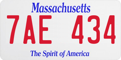 MA license plate 7AE434