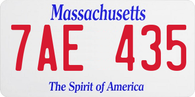 MA license plate 7AE435