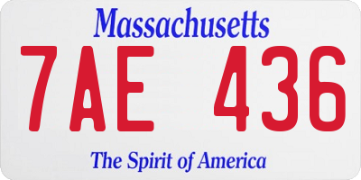 MA license plate 7AE436