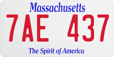 MA license plate 7AE437