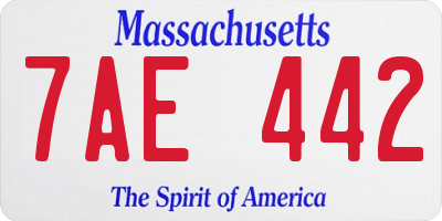 MA license plate 7AE442