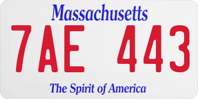 MA license plate 7AE443