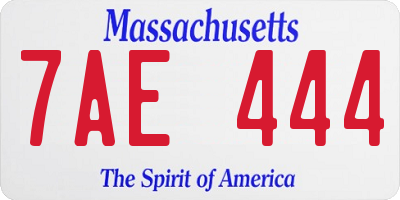MA license plate 7AE444