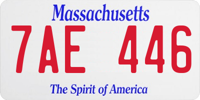 MA license plate 7AE446