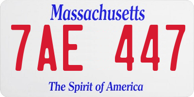 MA license plate 7AE447
