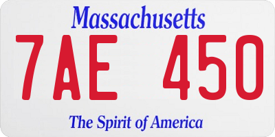 MA license plate 7AE450