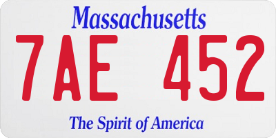 MA license plate 7AE452