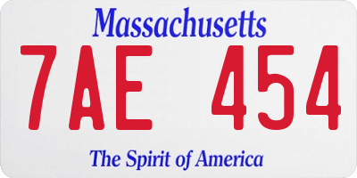MA license plate 7AE454