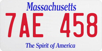 MA license plate 7AE458