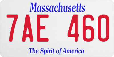 MA license plate 7AE460