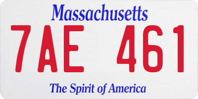 MA license plate 7AE461
