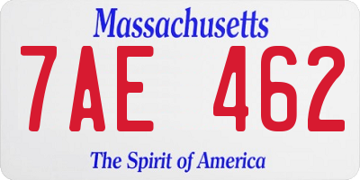 MA license plate 7AE462