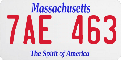 MA license plate 7AE463
