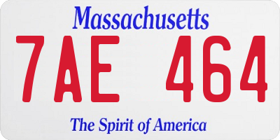 MA license plate 7AE464