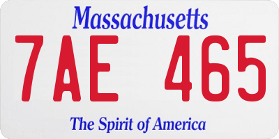 MA license plate 7AE465