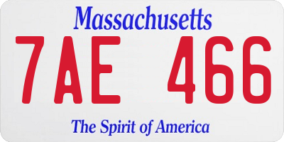 MA license plate 7AE466