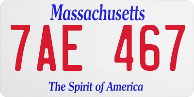 MA license plate 7AE467