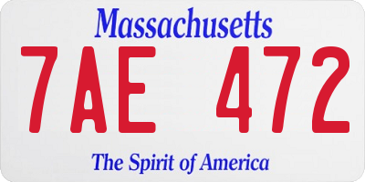 MA license plate 7AE472