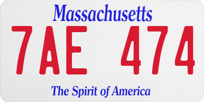 MA license plate 7AE474