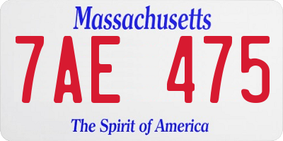 MA license plate 7AE475