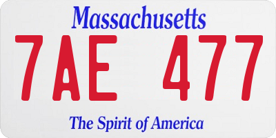 MA license plate 7AE477