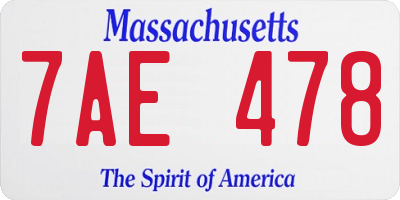 MA license plate 7AE478