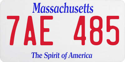 MA license plate 7AE485