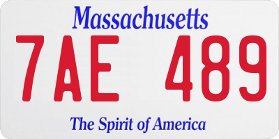 MA license plate 7AE489